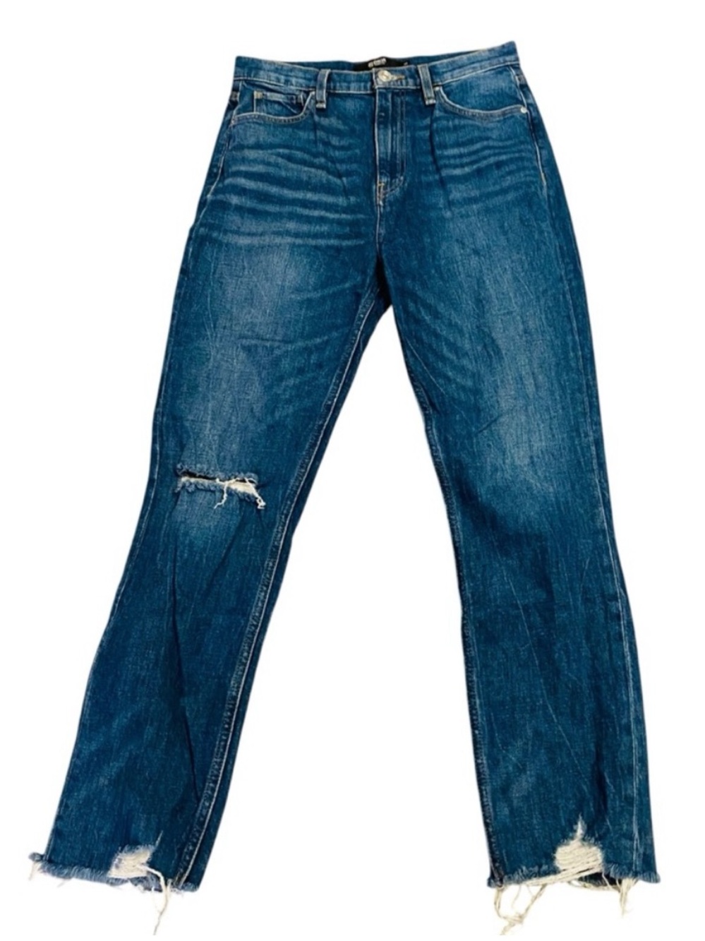 HUDSON Holly Raw Hem Distressed Straight Leg Jeans